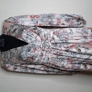 NWT  BLUSH PINK/FLORAL LONG SLEEVE SATIN MAXI DRESS SZ 0